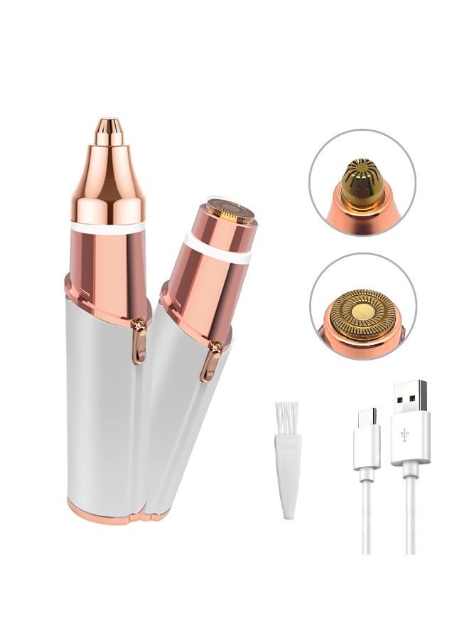 DOLOLO Eyebrow & Facial Hair Removal for Women: 2 in 1 Rechargeable Eyebrow Trimmer & Face Shaver, Painless Electric Facial Eye brow Razors Epilator with Built-in LED Light -Perfect for Face, Lips & Body - Image 1
